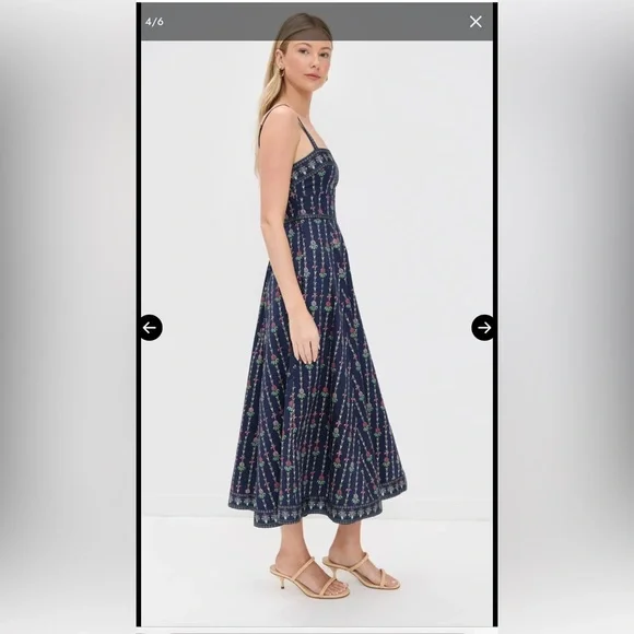 The Margot dress Hill House small in navy trailing fern - Picture 3 of 11